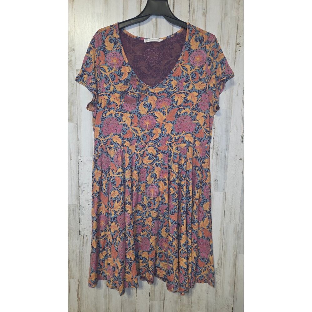 Peruvian Connection size XL Stretch Floral Knee Flare Dress Pima Cotton